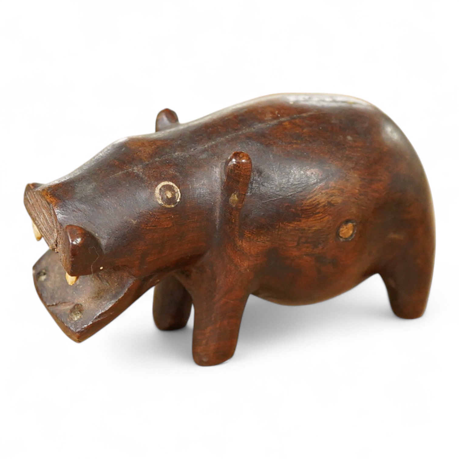 An African carved hardwood model of a hippopotamus, 9cm